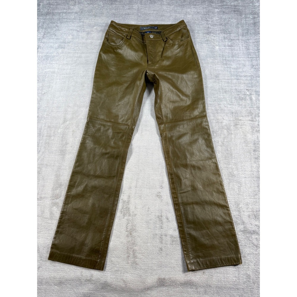 Gap Pants Womens 4 Olive Green Vintage Y2K Genuine Leather Mid Rise Bootcut